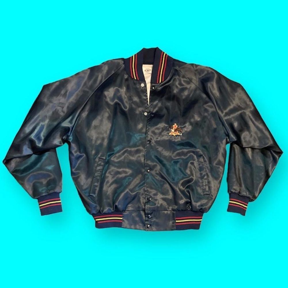 Vintage 1980’s Anheuser-Busch brewing company satin/nylon button up jacket